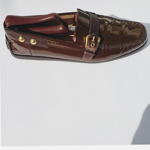 Louis Vuitton Brown Mini Lin Monogram Patent Loafers Size 41 - Picture 7 of 16